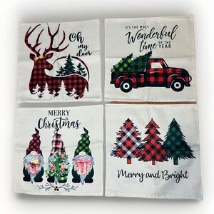 NEW Christmas Decorative Pillow Covers 18 x 18”  Set of 4 Holiday Decorations